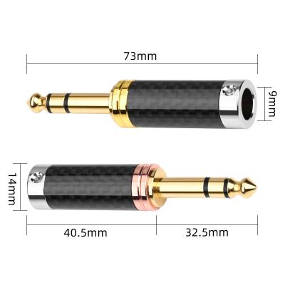 China ATAUDIO 4pcs HiFi Carbon Fiber Gold Plated Stereo Plug 6.5mm (1/4 in) 6.35 mm Jack Male Plug for DIY Earphone Upgraded Audio Fiber Gold Plated 6.5 Plug of carbon for sale