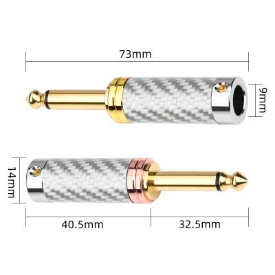 China 4 pcs/lot carbon fiber 6.35mm 6.5mm gold plated microphone console audio jack for carbon fiber mono mono 6.5mm connector jack TS gold plated plug for sale