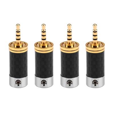 China 4pcs High Fidelity 2.5mm Earphone Bend Audio Jack Plug 3/4 Pole Adapter Earphone High Fidelity Gold Plated Solder Wire Connector 2.5mm Plug for sale