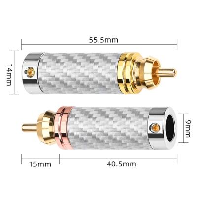 China Pure copper gold plated hot sale quality cheap connectors and accessories carbon fiber RCA terminal silver plugs for sale