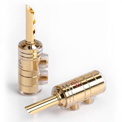 China 8PCS Banana Plug HIFI Pure Copper 24K Gold Plated 4mm Male Banana Connector Speaker Plug For PA CD Jack Crystal Audio Banana Plug for sale