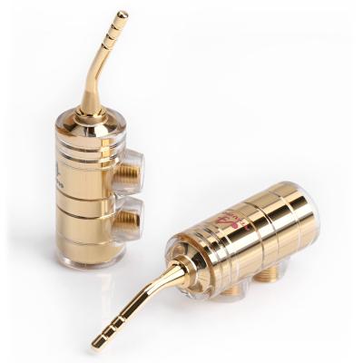 China 8pcs Pincushion Plug High Fidelity Pure Copper Gold Plated Horn Cable Crystal PIN Banana Plug Amplifier Stereo Speaker Banana Plug for sale