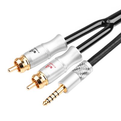 China 6N HIFI Camera OFC 4.4 Mm To Audio Cable 2rca High Fidelity Phone Computer To Amplifier Audio Cable 4.4 To Dual RCA Cable for sale