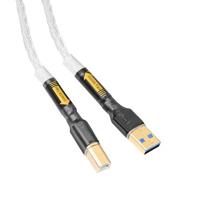 China Pure Silver MP3/MP4 Player HIFI USB Cable Decoding DAC Data Cable 3.0 Update A-B Port Computer Mixer Usb Fiber Optic Cable for sale