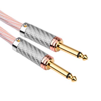 China Voice line copper and silver 6.5mm TS microphone microphone line noise reduction electronic organ guitar car HIFI6.5 mixed cable for sale