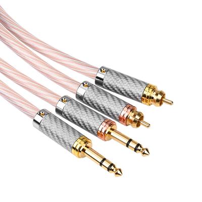 China Car HIFI 6.5TRS to RCA Cable OCC Silver Mix Connected to Power Amplifier HIFI 6.5TRS to RCA Cable OCC Audio Cable for sale