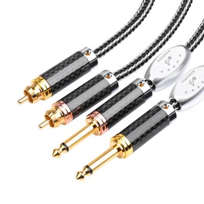 China High Fidelity 2rca DVD Player To Dual 6.5mm Silver Plated 6.5ts OCC Cable For Mixer Power Amplifier Audio Cable for sale