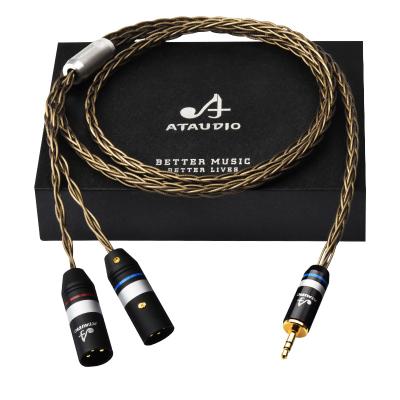 China HiFi 3.5mm car to high end 2xlr cable stereo silver plated auxiliary 3.5 to dual xlr audio cable for sale