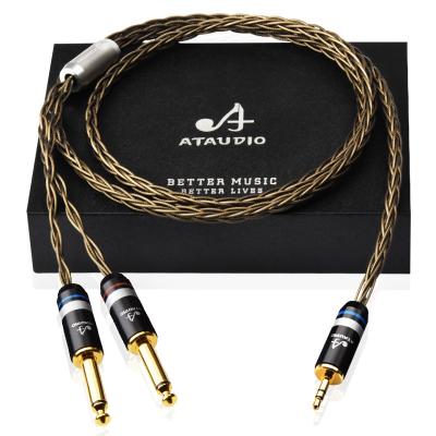 China Car ATAUDIO High Fidelity 3.5mm to Dual 6.5TS High End Silver Stereo 3.5 Aux Cable. to dual 6.5TS audio cable for sale