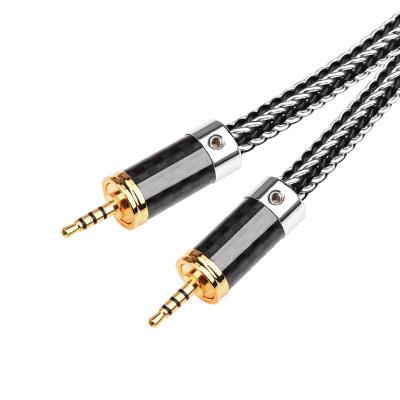 China Car 2.5mm Hi-Fi Cable Pair AUX Connection Mobile Phone Car OCC Audio Recording Cable. male-to-male hi-fi silver for sale