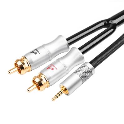 China Car ATAUDIO HiFi 2.5mm To 2RCA Cable 6N OFC 2.5 High End Auxiliary To Dual RCA Audio Cable for sale