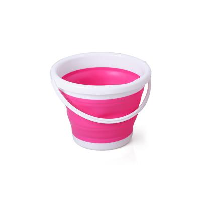 China Sustainable Collapsible Round 3L Silicone Collapsible Bucket For Camping Ending With TPR And PP Material for sale