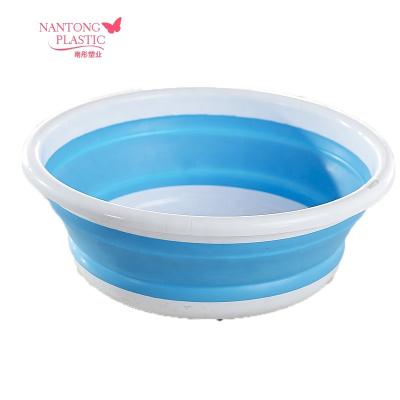 China Wholesale Blue Color Silicone Collapsible Collapsible Plastic Basin Viable Collapsible Plastic Wash Basin Made of PP+TPR Material 1000pcs for sale