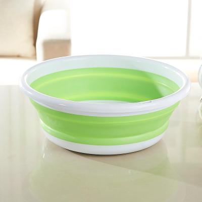 China Viable Wholesale Silicone Collapsible Foldable Household Silicone Plastic Wash Basin With Large Capacity D25.5*10.5cm 186g Universal for sale