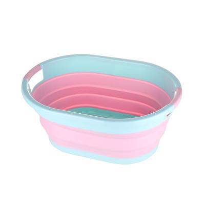 China Sustainable Pop Space Saving Portable Washing Tub Collapsible Storage Container/Organizer/Folding Basket Plastic Laundry Hamper for sale