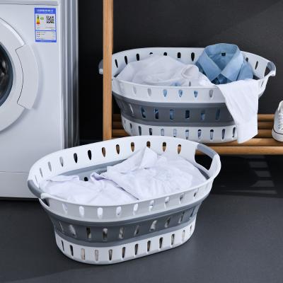 China PP+TPR Plastic Folding Hollow Folding Laundry Hamper for sale