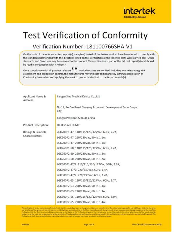 CE - Jiangsu Sinc Medical Device Co., Ltd.