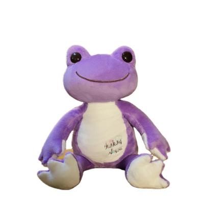 China Factory Customized Plush In Stock 33x28cm Custom Stuffed Soft Boa Sitting Cute Plush Purple Frog for sale