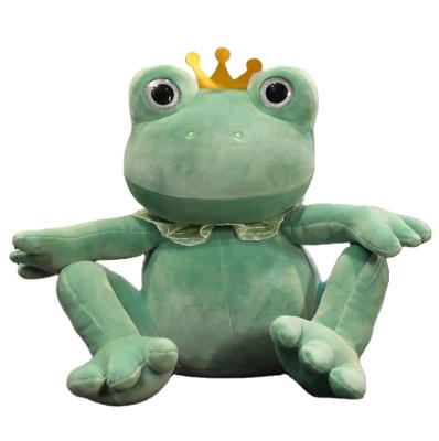 China Plush New Kids Toys 30/50/70 Cm Custom Stuffed Soft Boa Wearing Crown Gold Green Stuffed Big Eyes Soft Toys Cheap Price Frog for sale