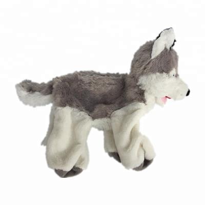 China Gray Unstuffed Plush Toy 25cm Siberian Sled Dog for sale