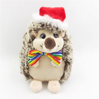 China Cute Hedgehog Christmas Plush Toy Animated Stuffed Animals Hedgehog Soft Plush Toy for sale