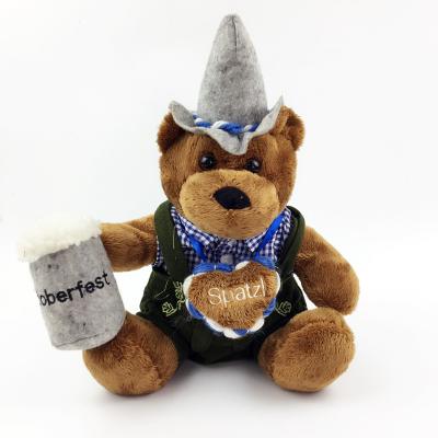 China Wholesale Stuffed Teddy Bear Plush Dad Bear With Beer Mug for sale