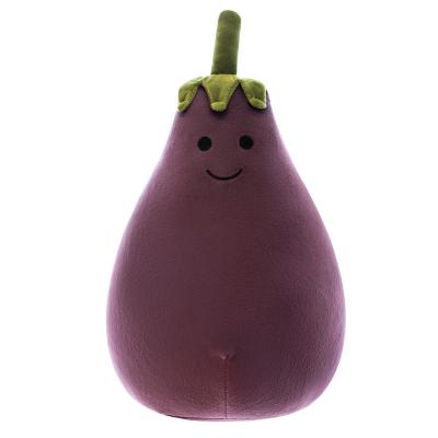 China Low MOQ 25/40/50/75cm Lovely Running Fruit and Vegetable Plush Toy Toys Gifts Happy Face Plush Eggplant Pillow for sale