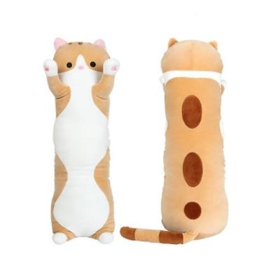 China Wholesale Cute Cartoon Animal Comfort Tube Long Plush Polyester Custom Shape Snuggling Plush Cat Total Body Animal Shaped Pillow for sale