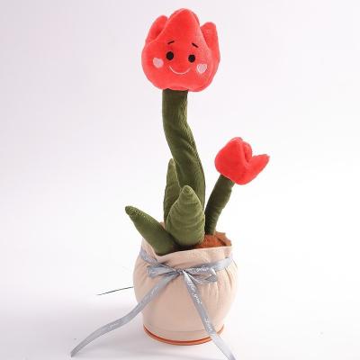 China Plush Manufacturer Direct Custom Design Singing Dancing Cactus Toys Soft Toys Music Music Dancing Electric Flower Pink Tulip for sale