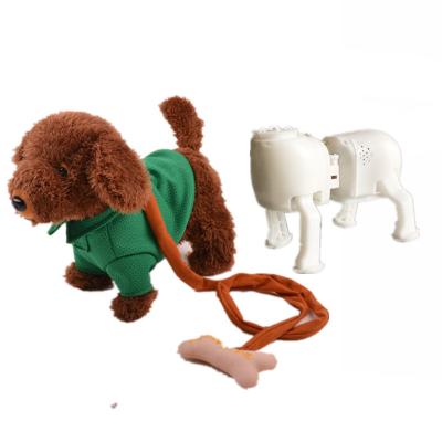 China Plush Walking And Singing Dog With Rope Electronic Plush Toys for sale