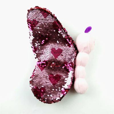 China Plush Flying Pink Butterfly Sequin Plush Stuffed Reversible Toy for sale