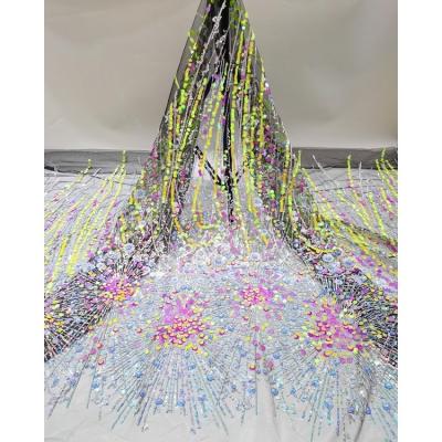 China 2021 Viable Factory Direct Selling 2021 Factory Direct Sale African Nigerian Bridal Dubai Mesh 3D Sequin Polyester Lace Tulle Net Embroidered Applique for sale