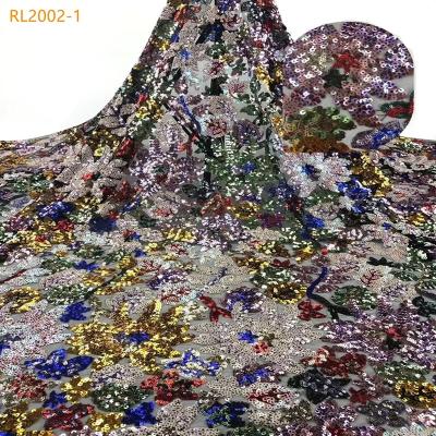 China 2022 Viable Multicolor African Nigerian Tulle Sequin Dress Fabric High Quality Lace Wedding Dress Fabric Collection Lace Fabric for sale