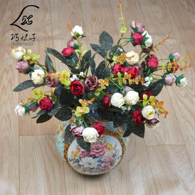 China High End Artificial Flower Mini Rose Decoration Artificial Rose Ornaments Wedding Flower for sale