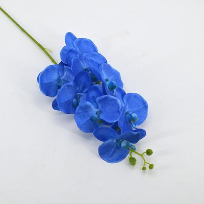 China Manufacturer supply natural blue silk flowers artificial flower touch orchids phalaenopsis bouquet for sale