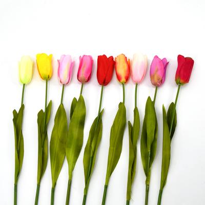 China Artificial Flower Natural Colorful Cloth Plant Touch Artificial Tulips For Home Decor for sale