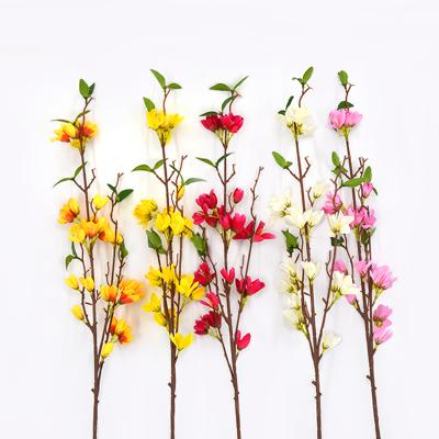 China YellowJasminum Natural Warm Long Stem Silk Nudiflorum Sale Touch Artificial Winter Jasmine Flower for sale