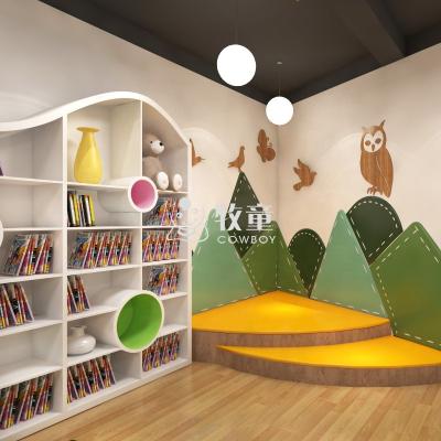 China Hot Sale Modern Kids Bookcase Furniture Wooden Bookshelf For Child Care Center for sale