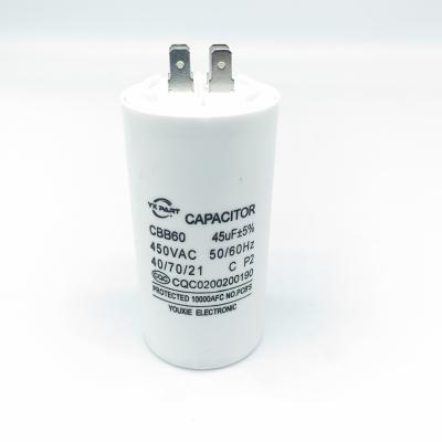 China CBB60 AC Motor Motor Running Sarting Capacitor With 4 Pins 450V 50/60HZ for sale