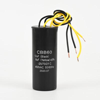 China Household Black Washing Machine Capacitor CBB60 Capacitor 450V 4 Lines Cable for sale