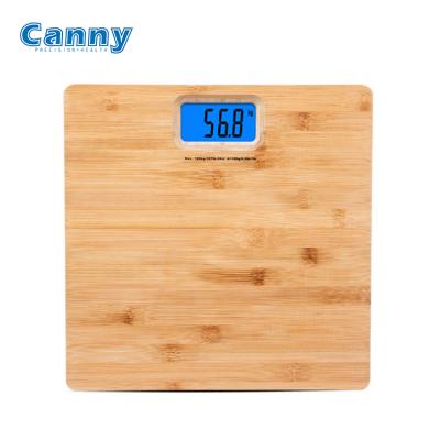 China Canny eco weigh series natural bamboo personal digital bathroom scale 180kg 300X300X15mm for sale