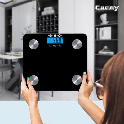 China Water Content Measuring Body Composition Cautious Scale Body Fat Analyzer Digital Tempered Glass Electronic Body Balance Scales for sale