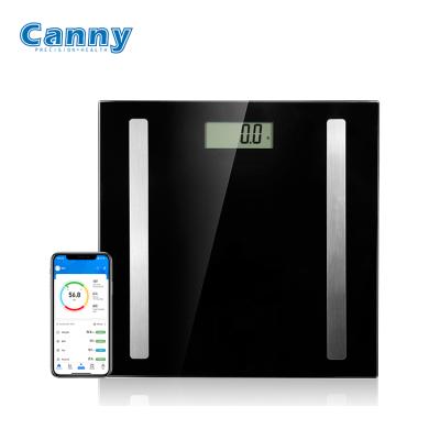 China ABS Plastic + Tempered Glass Platform Canny 180kg 396lb 0.1kg Digital Smart Blue-tooth Scale Body Fat Analyzer for sale