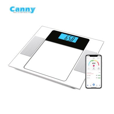 China Cautious Hot Selling Smart Scale With Weight Monitoring Blue-tooth Scale Water BMI API Fat Scale 300X300X6mm for sale