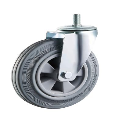 China PIVOT caster rubber wheel 5 inch storage bin caster with plastic hub permanet liner basket truck wheel for sale