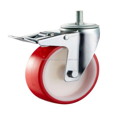 China Red PIVOT Industry 4inch PU Caster Wheel Plate Top Pivot Puller Truck Wheel Heavy Duty for sale