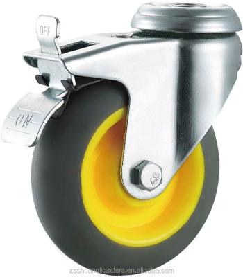 China PIVOT Caster Wheel Swivel Medium Duty Bolt Hole With Brake TPR Plastic 3 Inch Small Trolley Wheel for sale