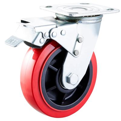 China PIVOT Industrial Caster Wheels Polyurethane Heavy Duty Swivel Trolley Wheels 6 Inch for sale