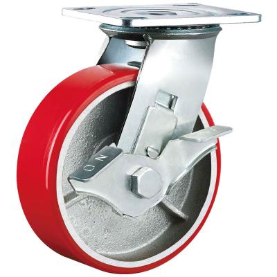 China PIVOT 8 Inch Heavy Duty Polyurethane Wheel Caster With Cast Iron Core Swivel Cart Wheels for sale