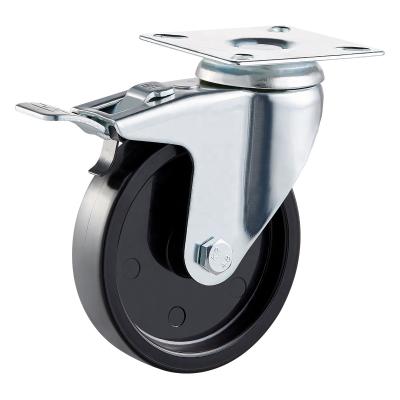 China PIVOT 3 Inch Black Wheel Caster Swivel Light Duty Plastic Shelf Caster Wheel With Brake for sale